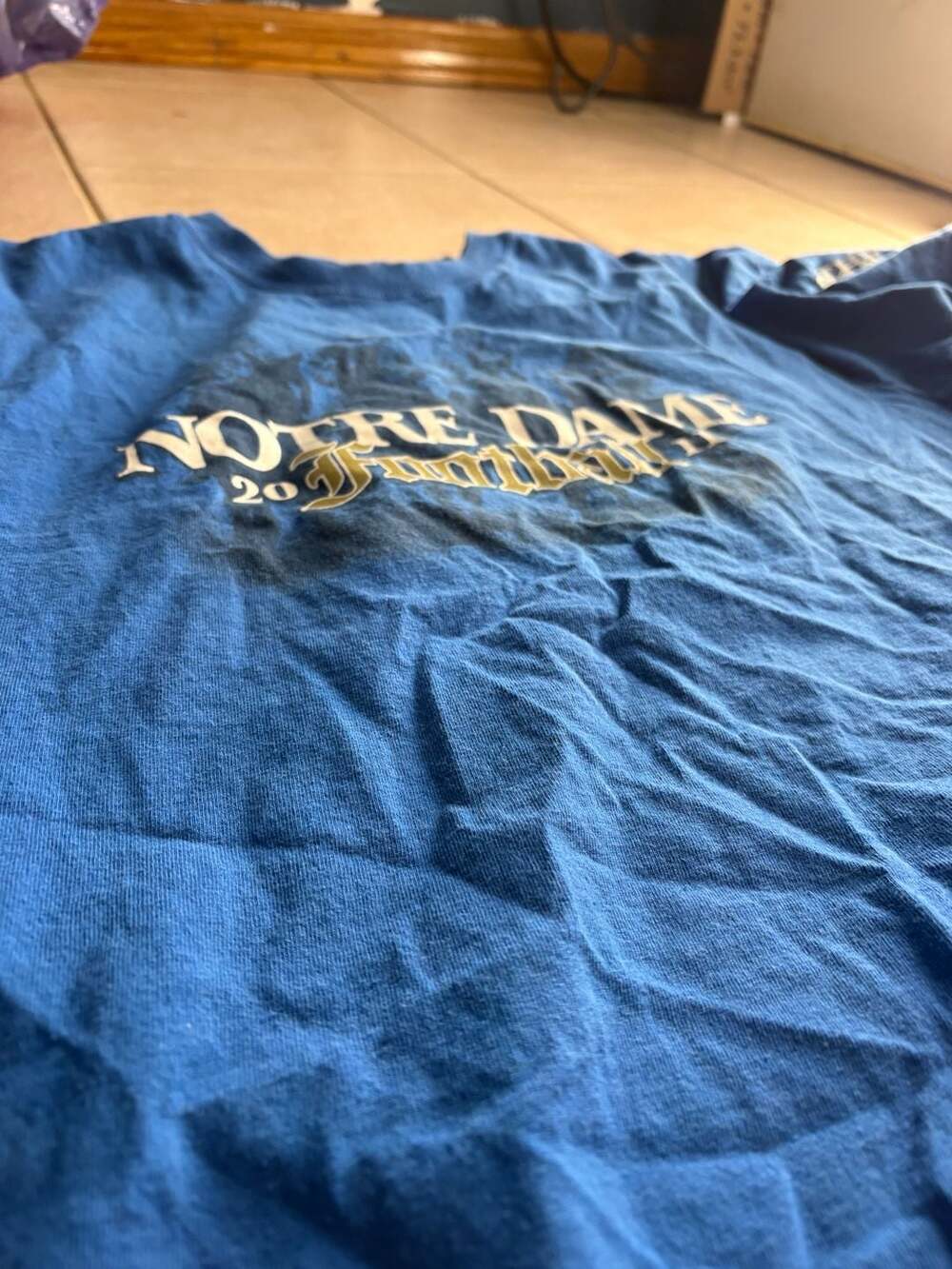 Adidas Notre Dame Football 2011 Blue T-Shirt Cheer Cheer For Old Notre Dame Size